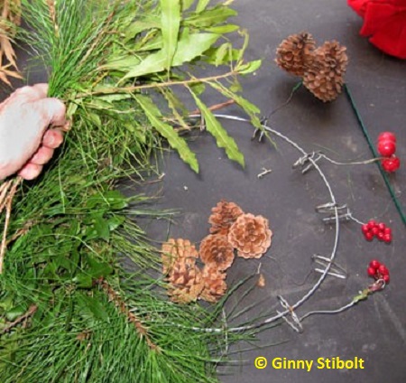I gathered several twigs of pine and wax myrtles. Photo by Stibolt.