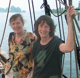 Lucia Robson And Ginny Stibolt on The Dove in St. Mary's City, MD. 