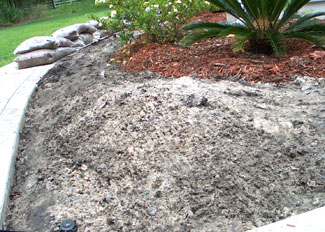 Mound of sand to prepare for cactus garden.  Photo by Stibolt
