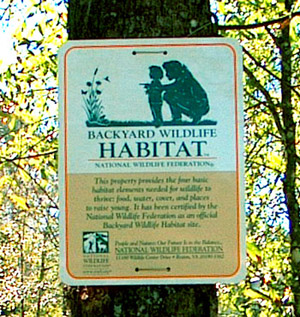Ginny's backyard habitat sign