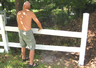 Replacing the slats of the fence.  Photo by Stibolt.