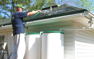 Testing the new gutter.  Photo by Stibolt.